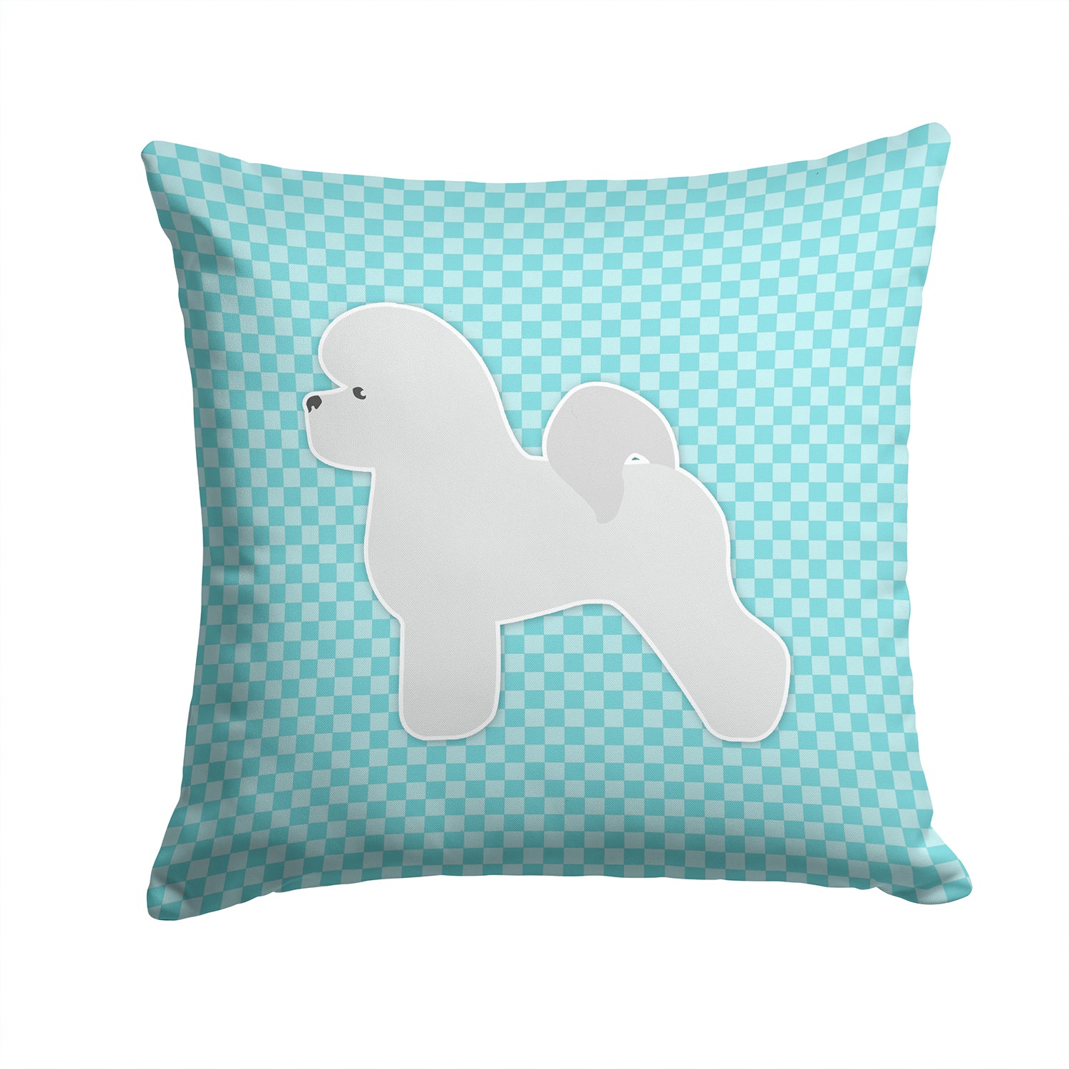 Bichon Frise Checkerboard Blue Fabric Decorative Pillow BB3745PW1414 - the-store.com