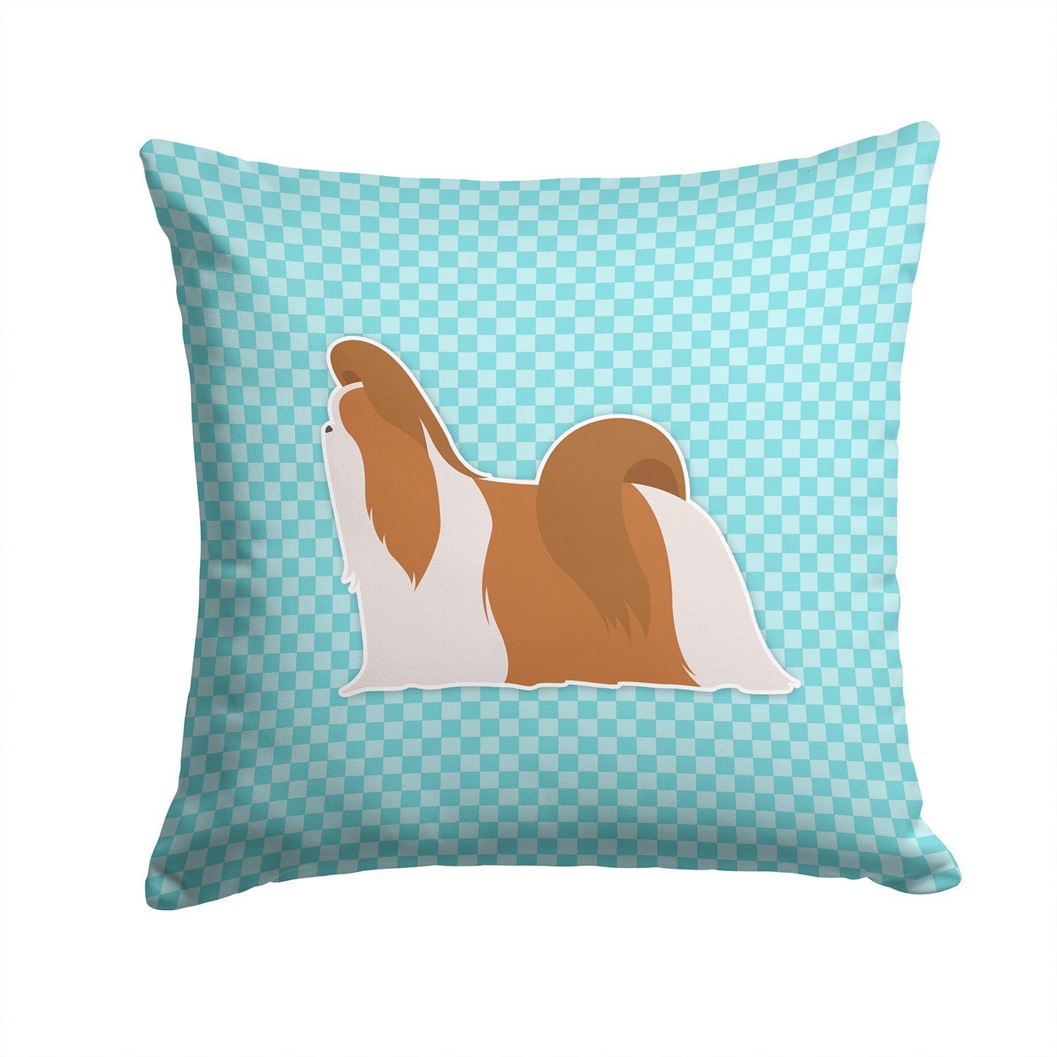 Shih Tzu Checkerboard Blue Fabric Decorative Pillow BB3746PW1414 - the-store.com