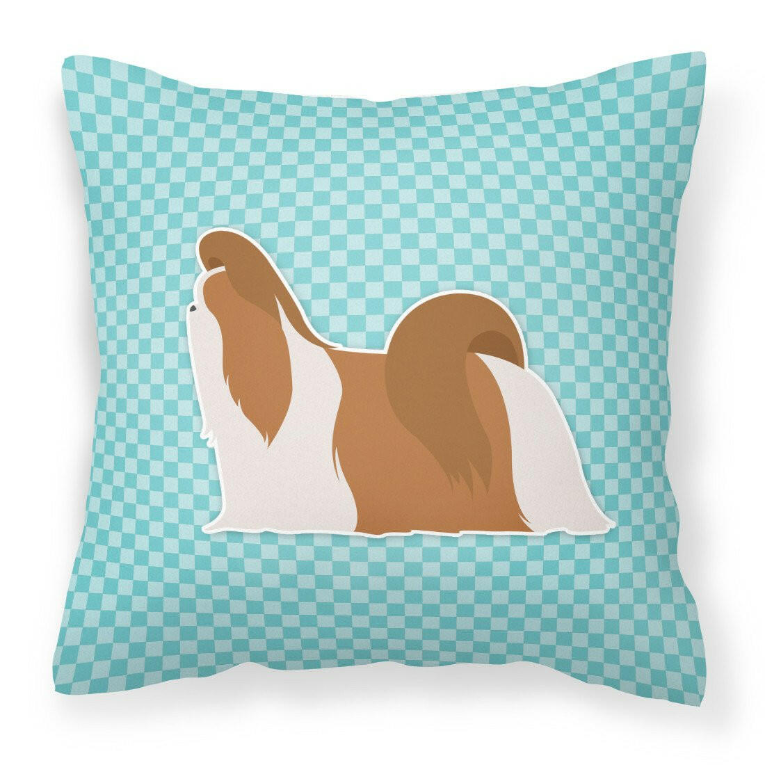 Shih Tzu Checkerboard Blue Fabric Decorative Pillow BB3746PW1818 by Caroline&#39;s Treasures