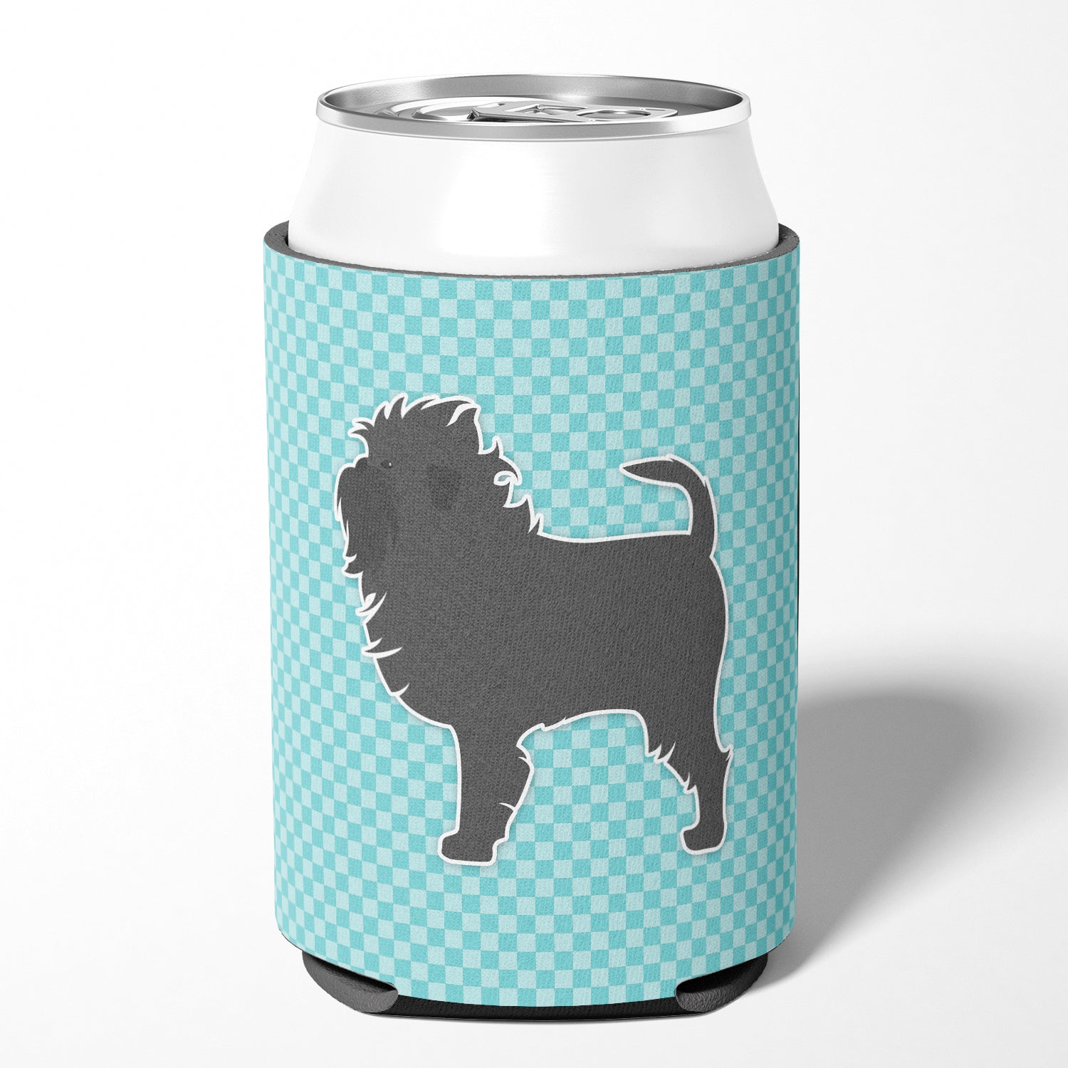 Affenpinscher Checkerboard Blue Can or Bottle Hugger BB3748CC  the-store.com.