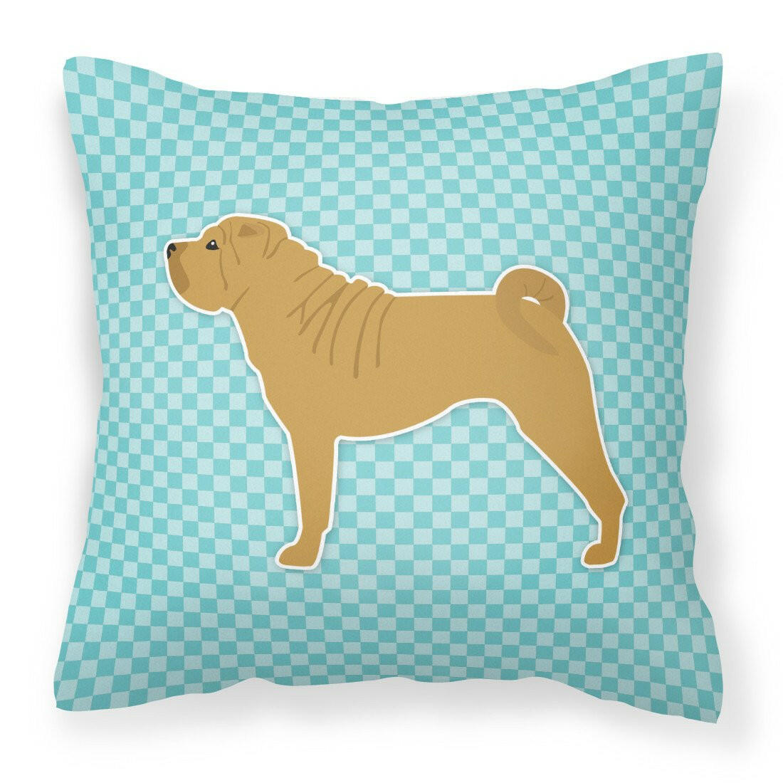 Shar Pei Checkerboard Blue Fabric Decorative Pillow BB3752PW1818 by Caroline's Treasures