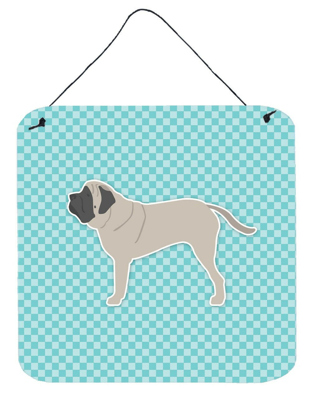 English Mastiff Checkerboard Blue Wall or Door Hanging Prints BB3756DS66 by Caroline&#39;s Treasures