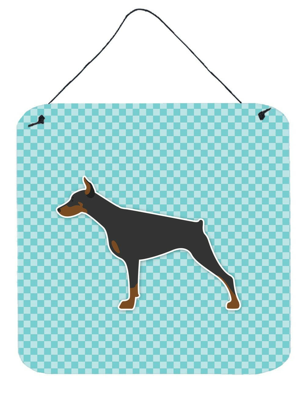 Doberman Pinscher Checkerboard Blue Wall or Door Hanging Prints BB3760DS66 by Caroline's Treasures