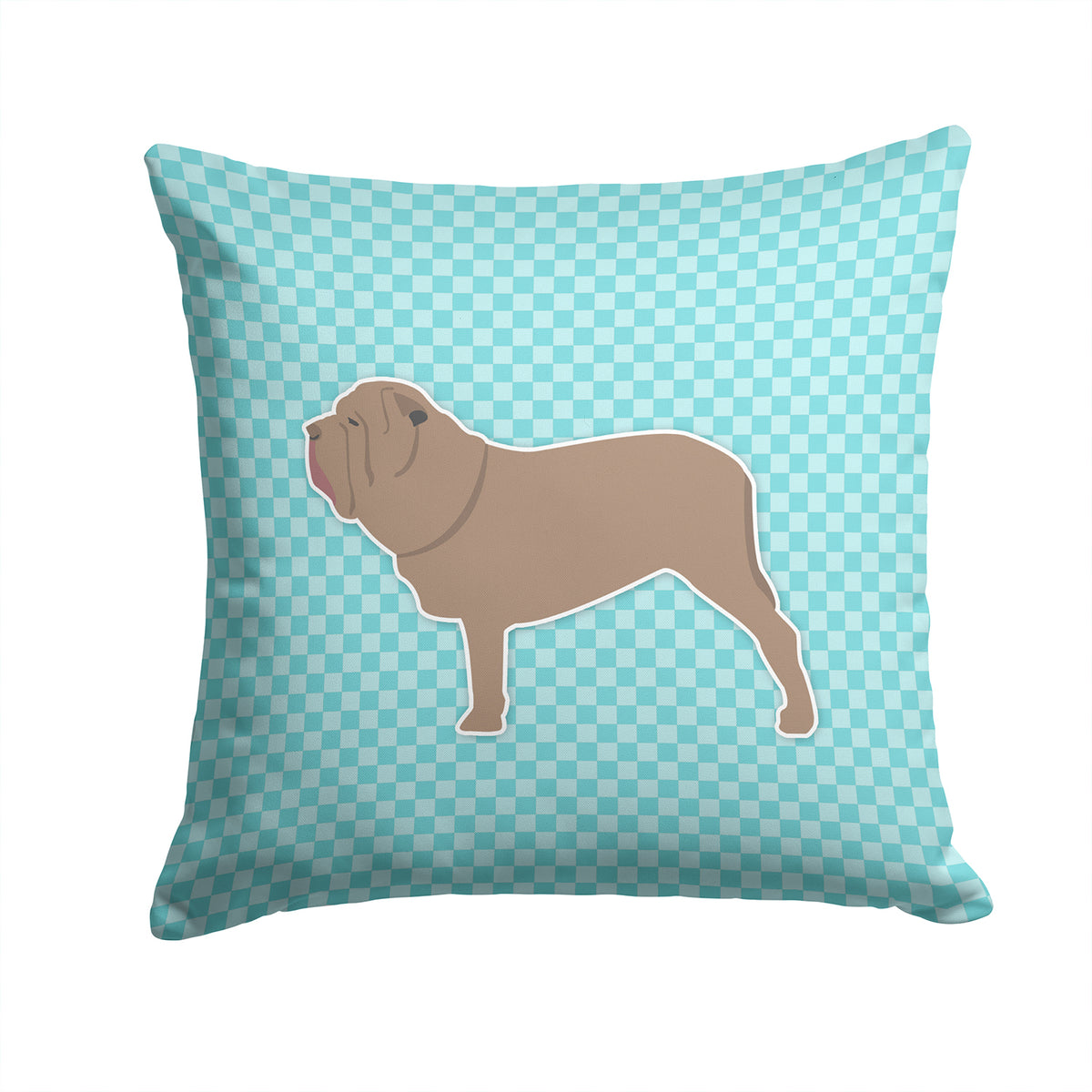 Neapolitan Mastiff Checkerboard Blue Fabric Decorative Pillow BB3765PW1414 - the-store.com