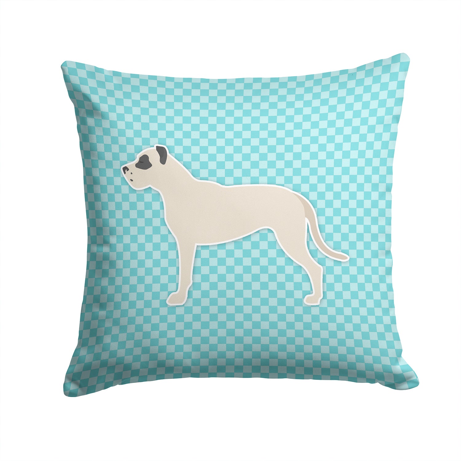 Dogo Argentino Checkerboard Blue Fabric Decorative Pillow BB3767PW1414 - the-store.com