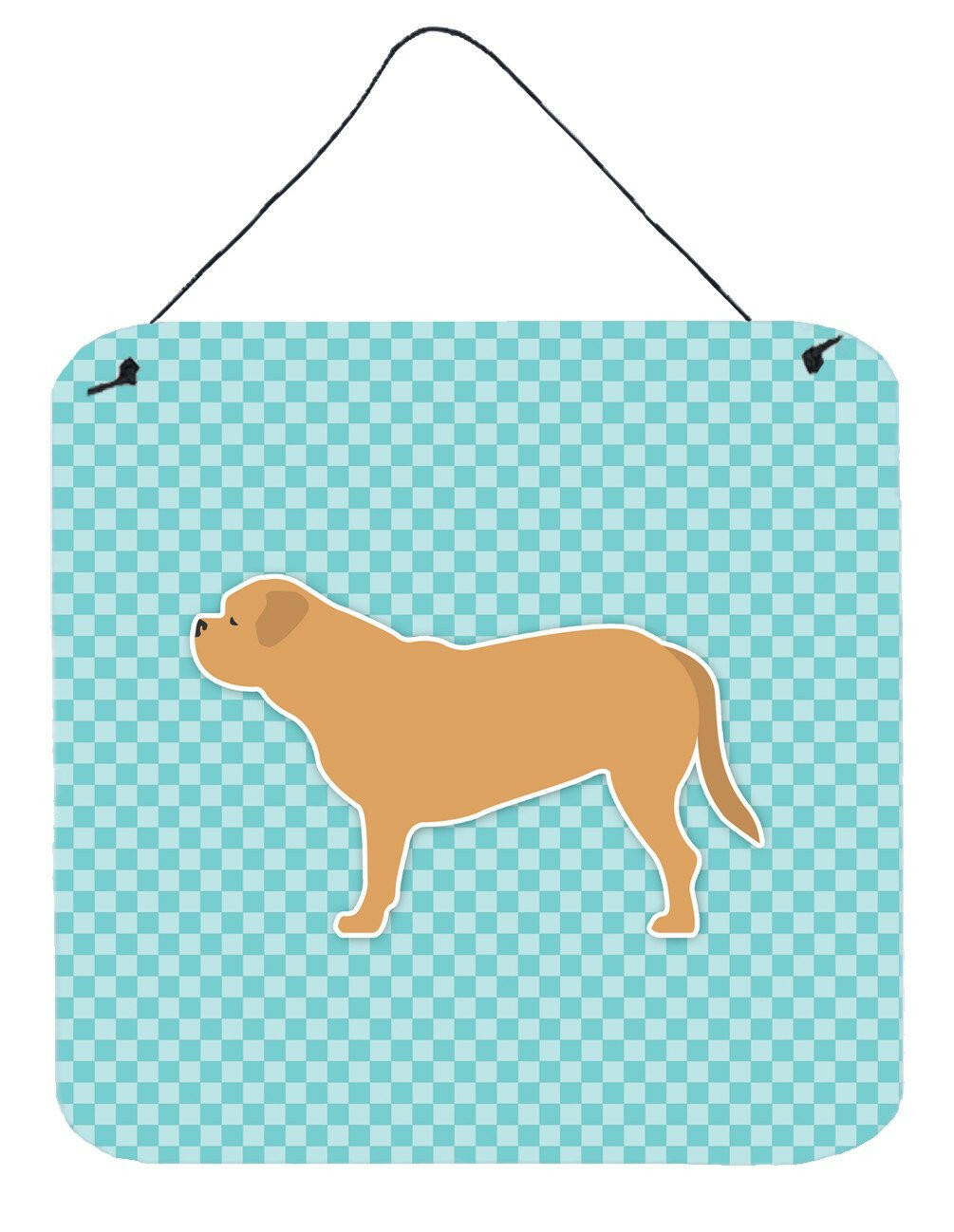 Dogue de Bordeaux Checkerboard Blue Wall or Door Hanging Prints BB3770DS66 by Caroline's Treasures