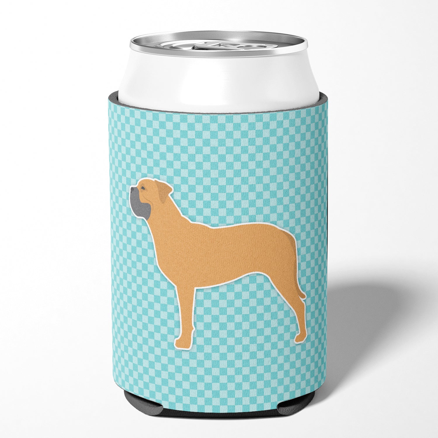 Bullmastiff Checkerboard Blue Can or Bottle Hugger BB3771CC  the-store.com.