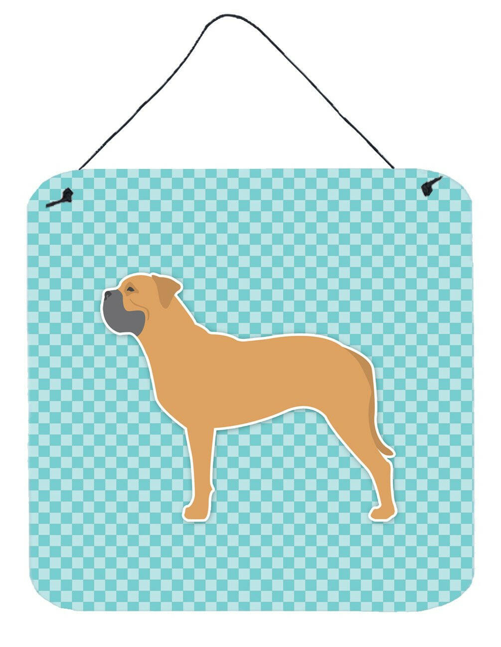 Bullmastiff Checkerboard Blue Wall or Door Hanging Prints BB3771DS66 by Caroline's Treasures