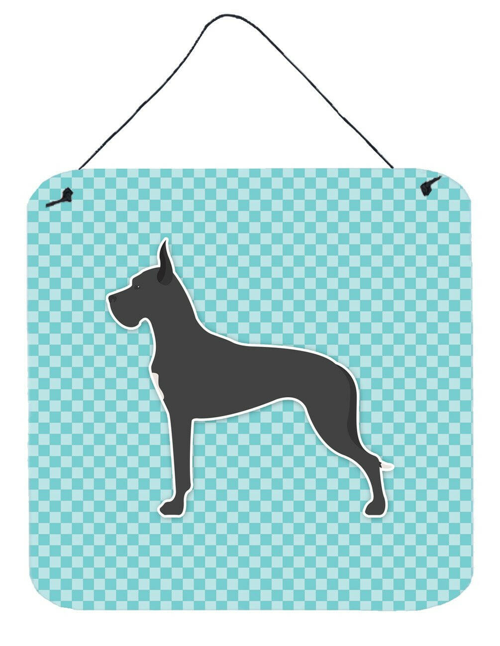 Great Dane Checkerboard Blue Wall or Door Hanging Prints BB3775DS66 by Caroline&#39;s Treasures