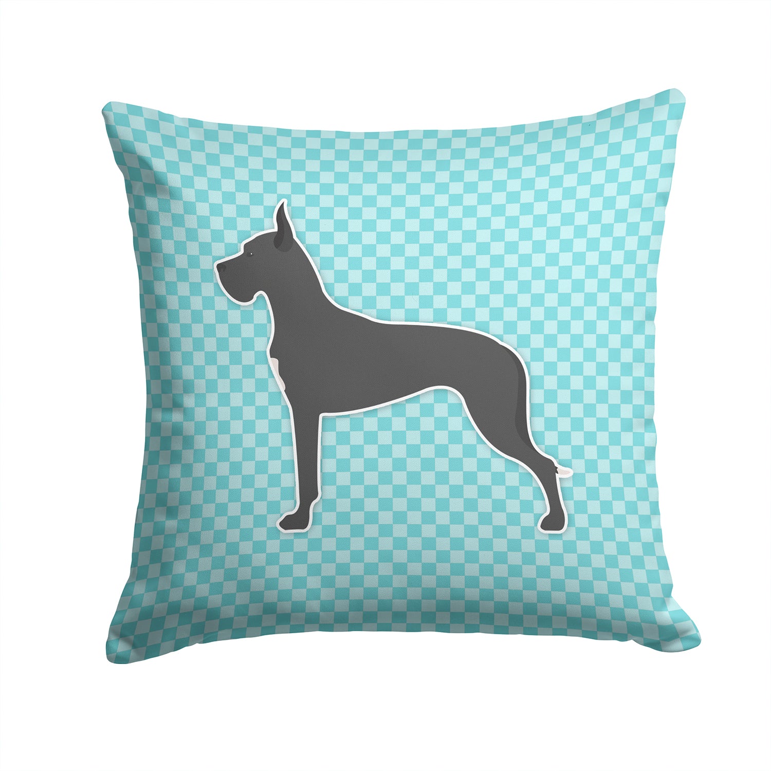 Great Dane Checkerboard Blue Fabric Decorative Pillow BB3775PW1414 - the-store.com