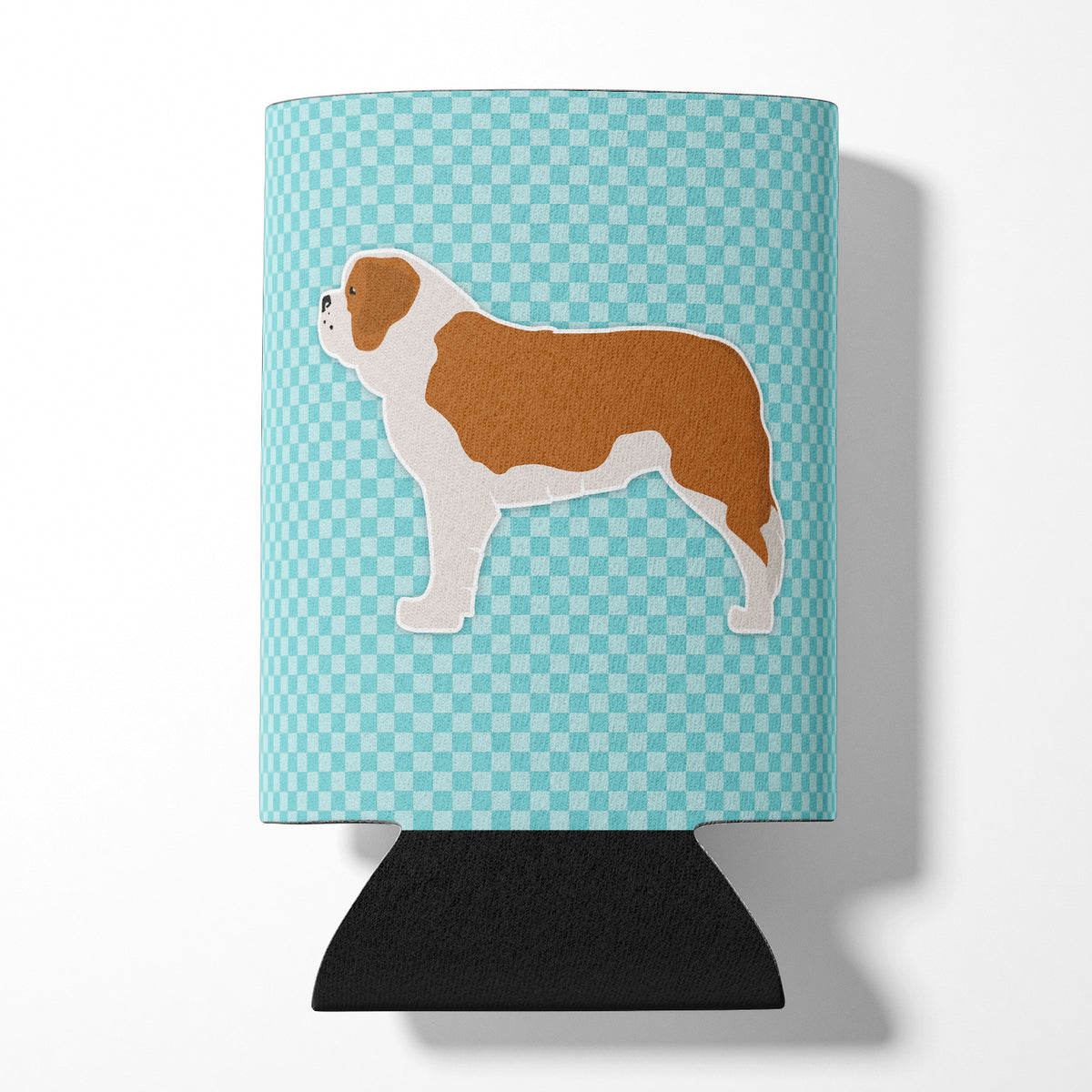 Saint Bernard Checkerboard Blue Can or Bottle Hugger BB3776CC  the-store.com.