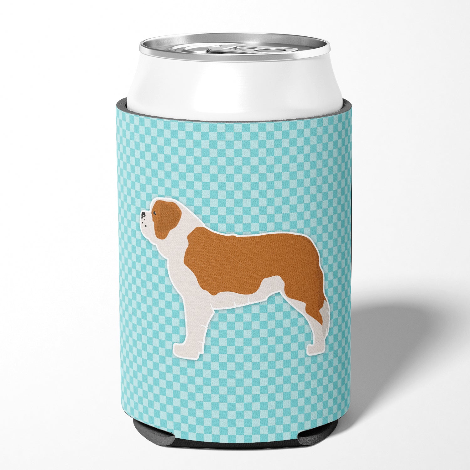 Saint Bernard Checkerboard Blue Can or Bottle Hugger BB3776CC  the-store.com.