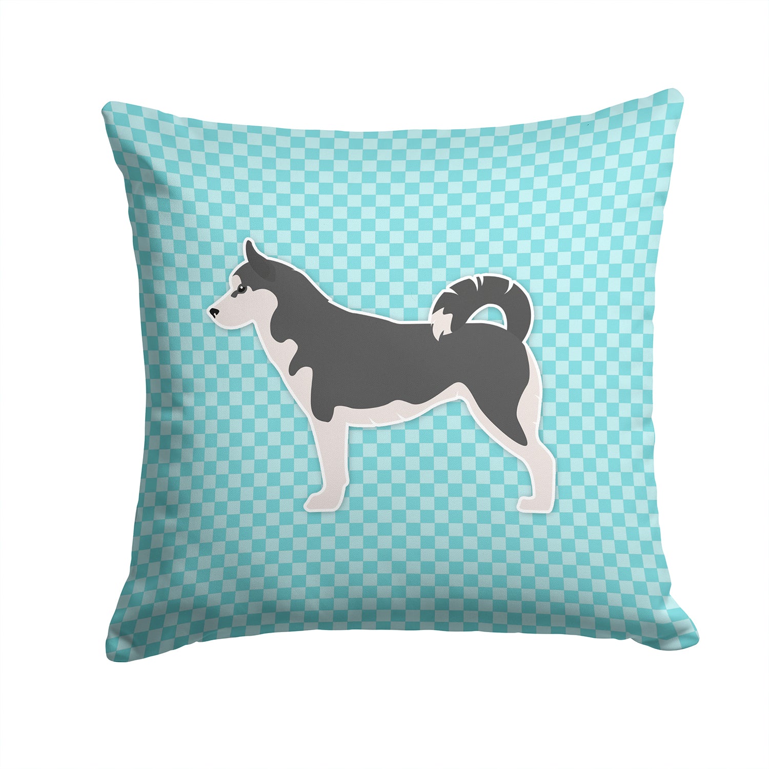 Siberian Husky Checkerboard Blue Fabric Decorative Pillow BB3780PW1414 - the-store.com