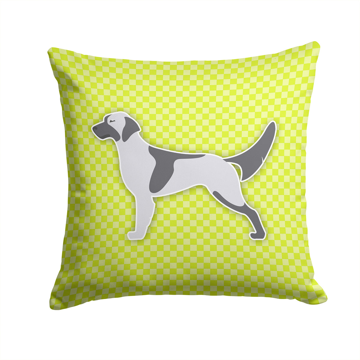 English Setter Checkerboard Green Fabric Decorative Pillow BB3781PW1414 - the-store.com