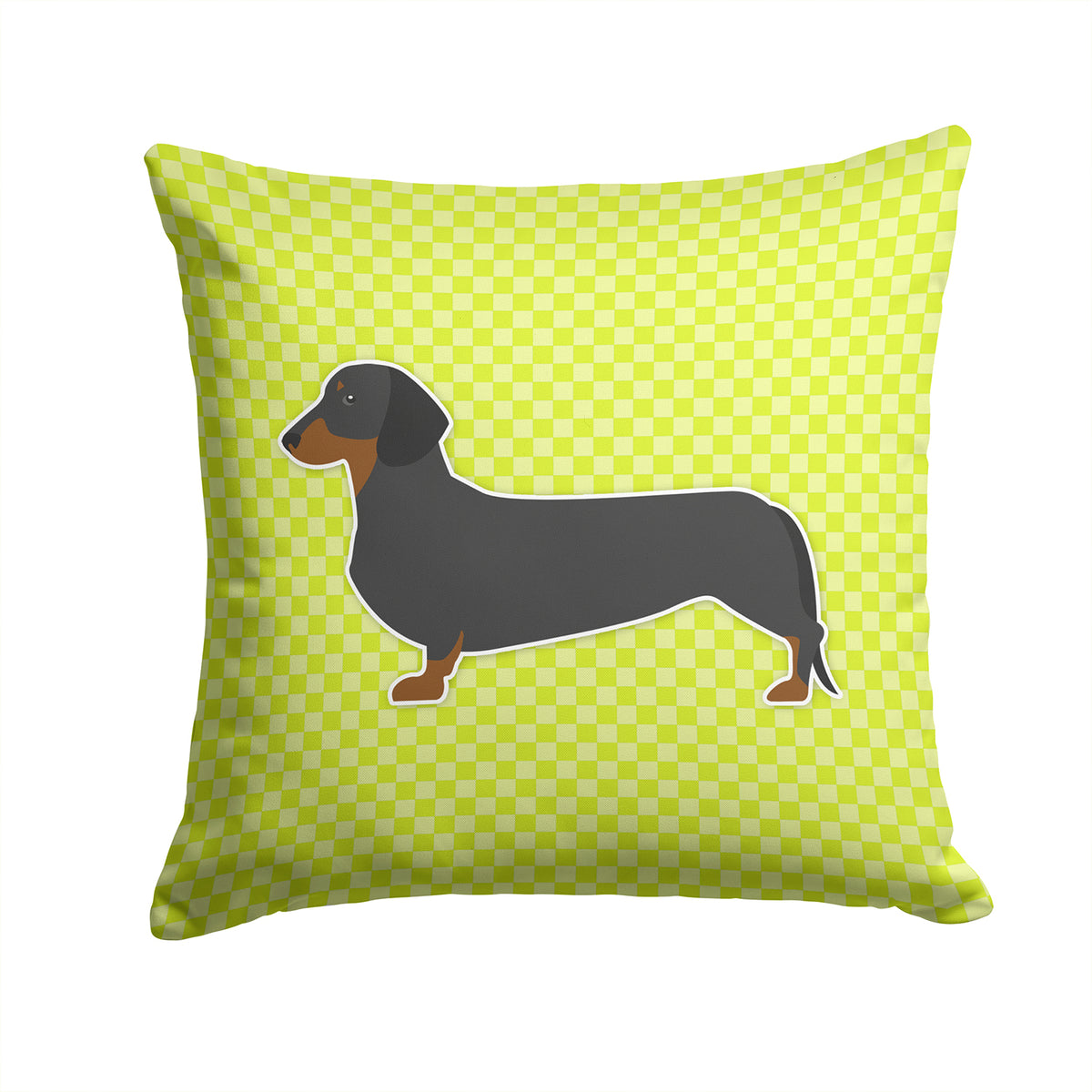 Dachshund Checkerboard Green Fabric Decorative Pillow BB3782PW1414 - the-store.com