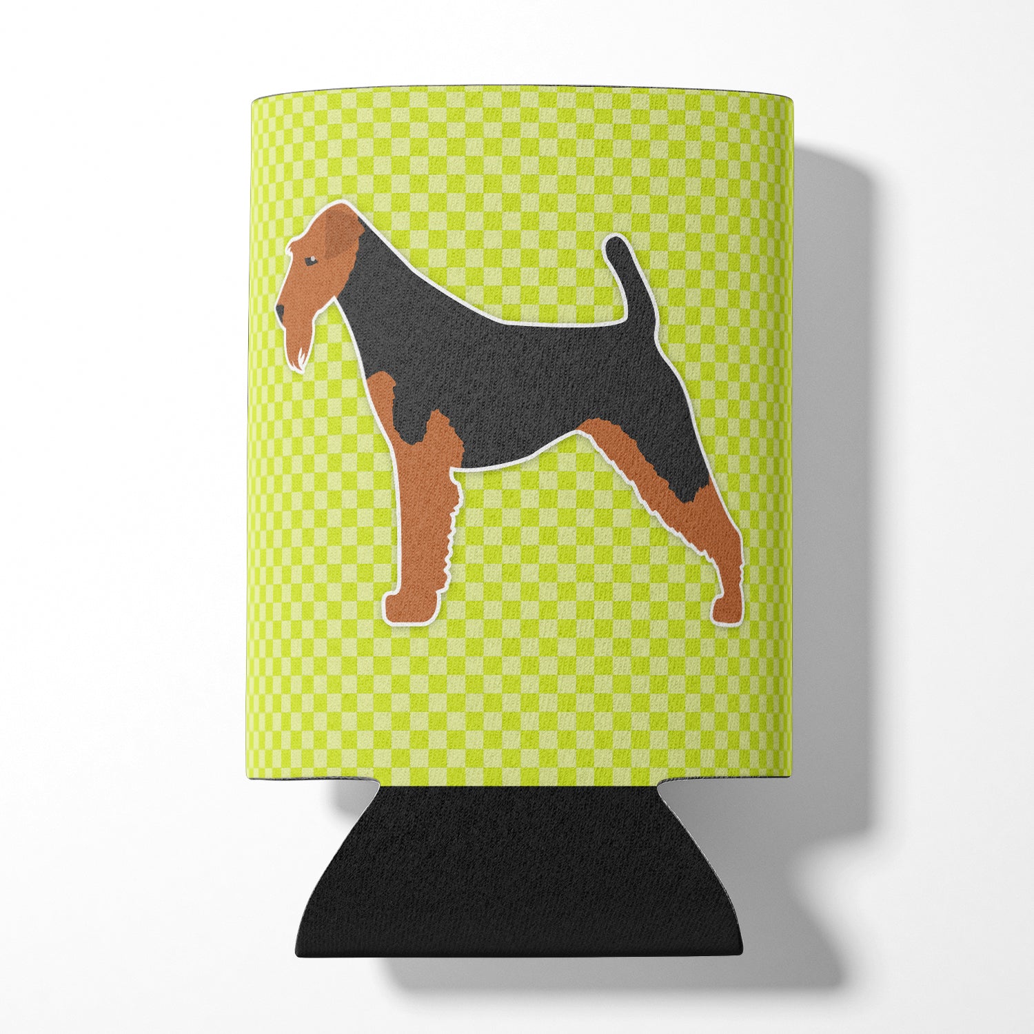 Welsh Terrier Checkerboard Green Can or Bottle Hugger BB3785CC  the-store.com.