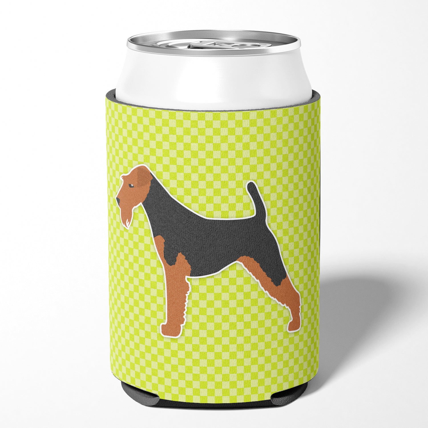 Welsh Terrier Checkerboard Green Can or Bottle Hugger BB3785CC  the-store.com.