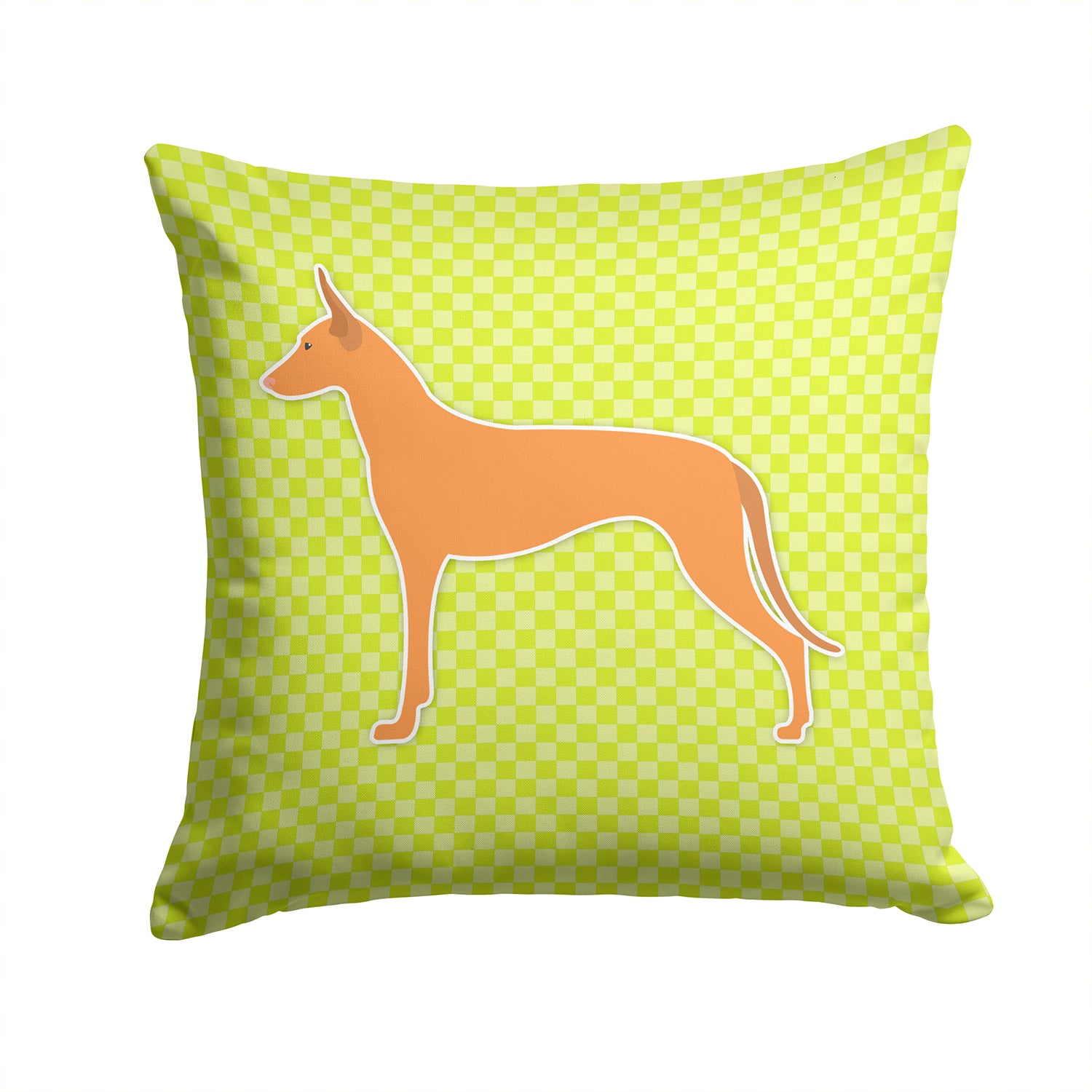 Pharaoh Hound Checkerboard Green Fabric Decorative Pillow BB3788PW1414 - the-store.com