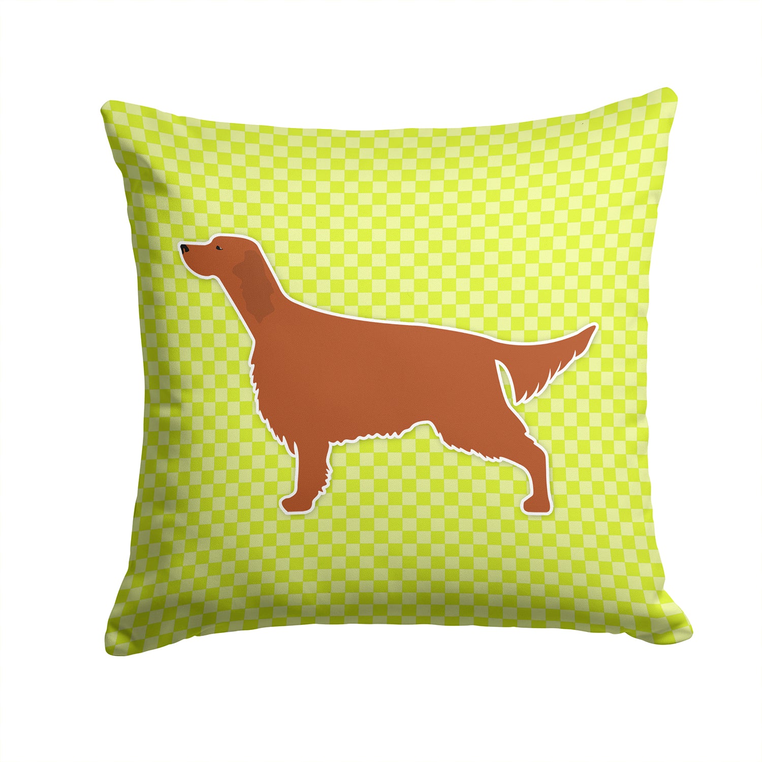 Irish Setter Checkerboard Green Fabric Decorative Pillow BB3793PW1414 - the-store.com