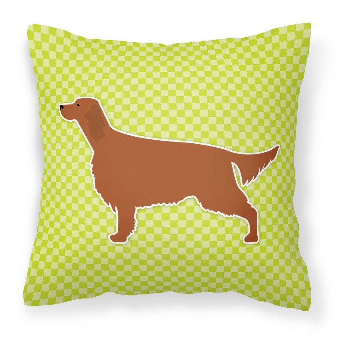 Irish Setter Checkerboard Green Fabric Decorative Pillow BB3793PW1818 by Caroline's Treasures