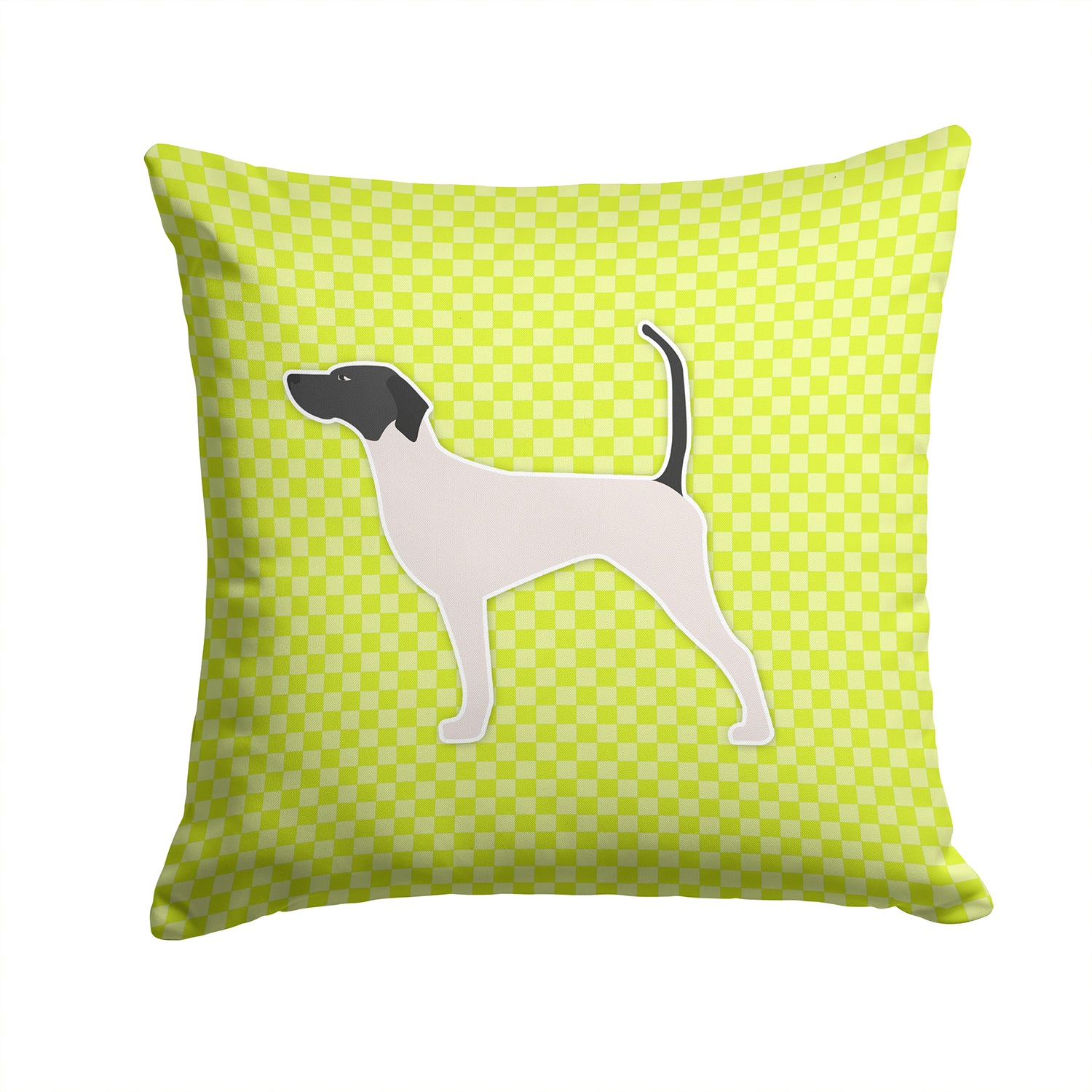 English Pointer Checkerboard Green Fabric Decorative Pillow BB3795PW1414 - the-store.com