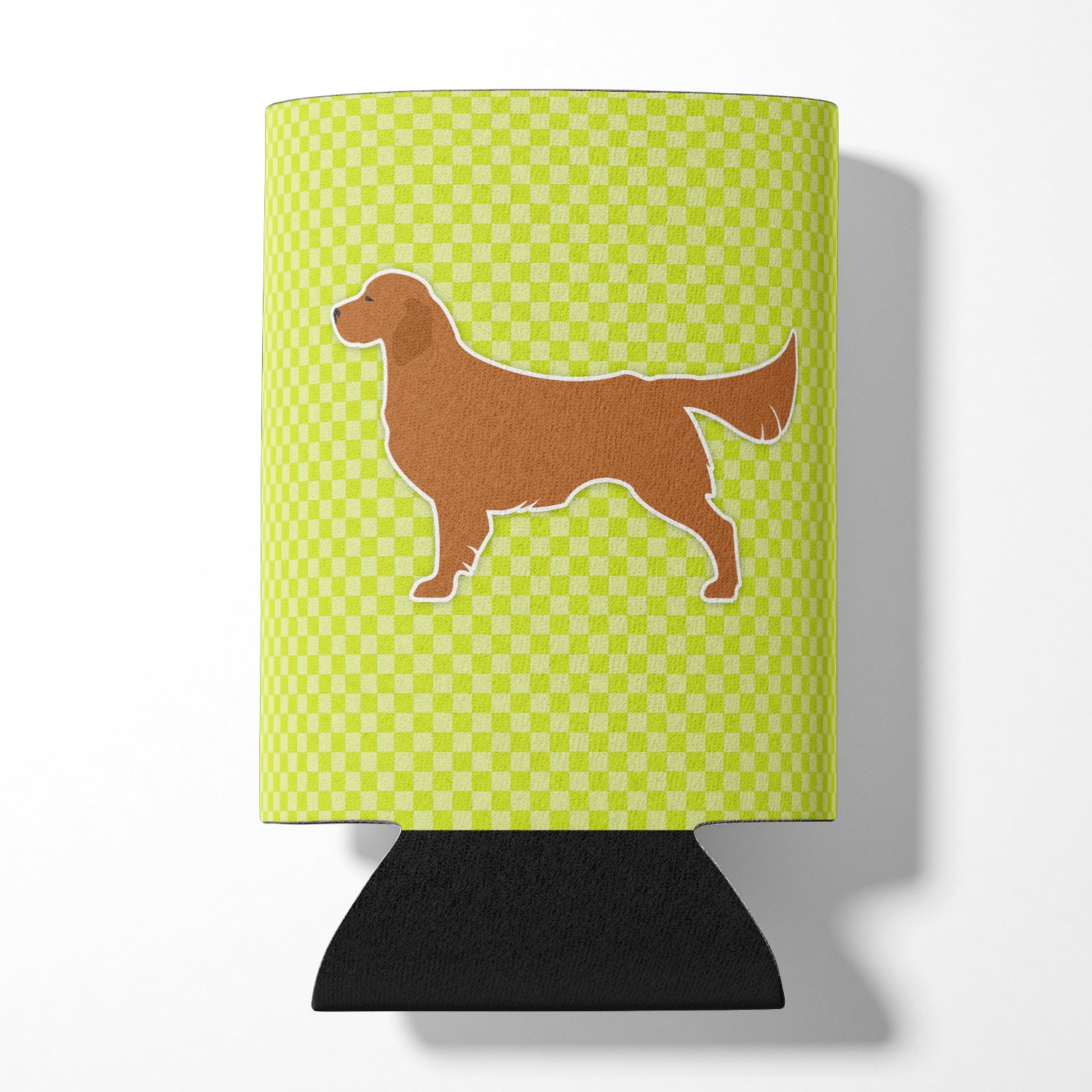 Golden Retriever Checkerboard Green Can or Bottle Hugger BB3804CC  the-store.com.