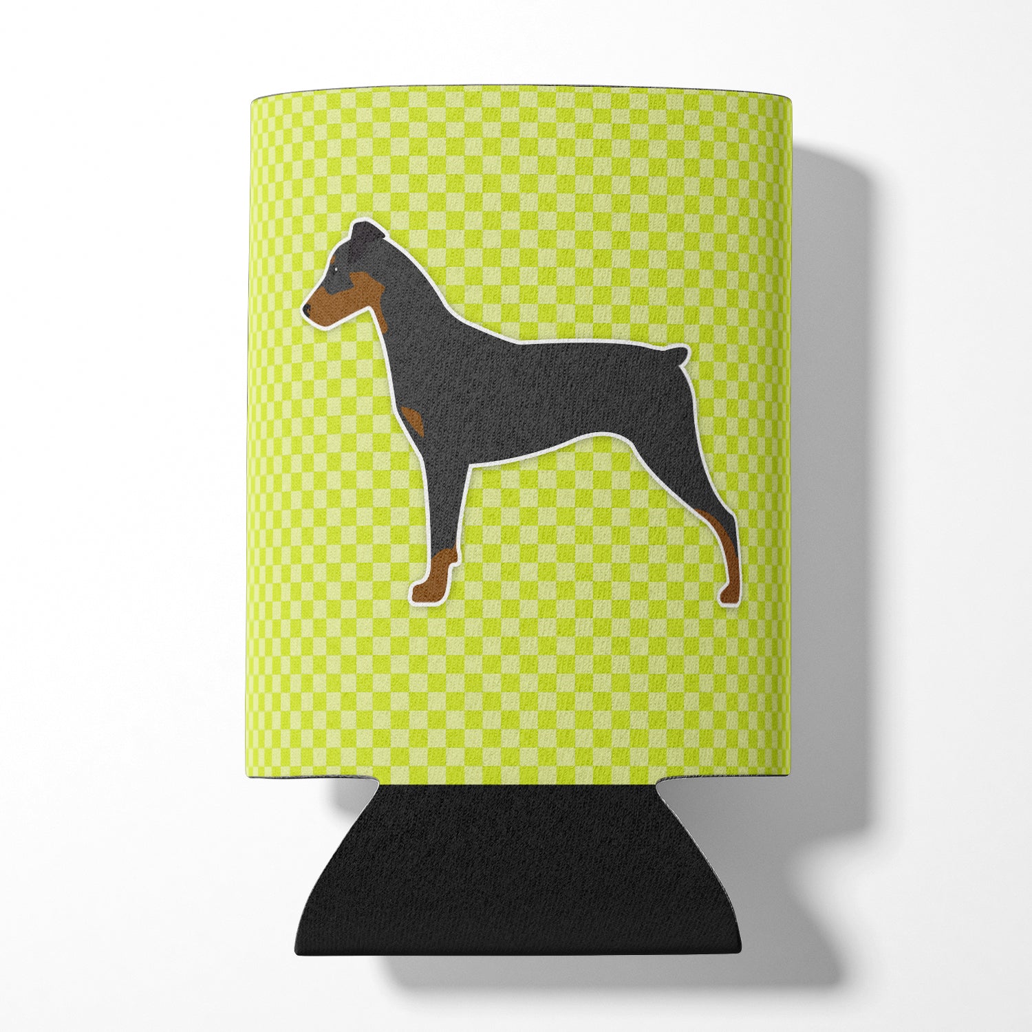 German Pinscher Checkerboard Green Can or Bottle Hugger BB3813CC  the-store.com.