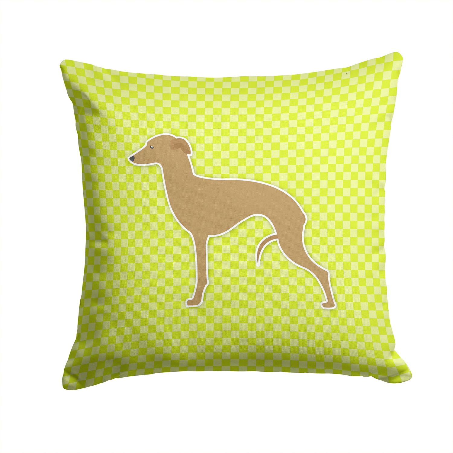 Italian Greyhound Checkerboard Green Fabric Decorative Pillow BB3814PW1414 - the-store.com