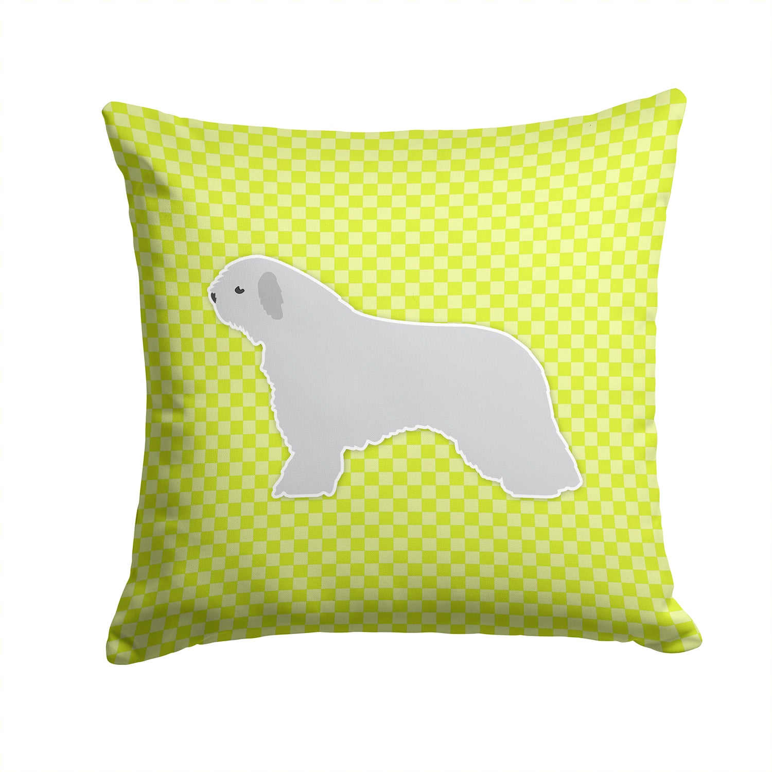 Spanish Water Dog Checkerboard Green Fabric Decorative Pillow BB3815PW1414 - the-store.com