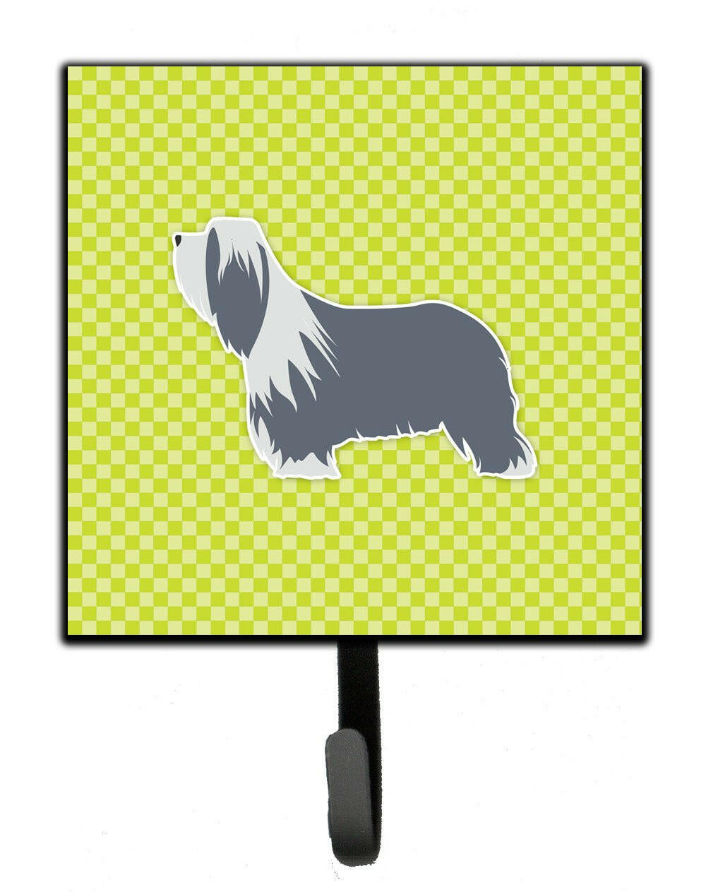 Bearded Collie Checkerboard Green Leash or Key Holder BB3817SH4 by Caroline&#39;s Treasures