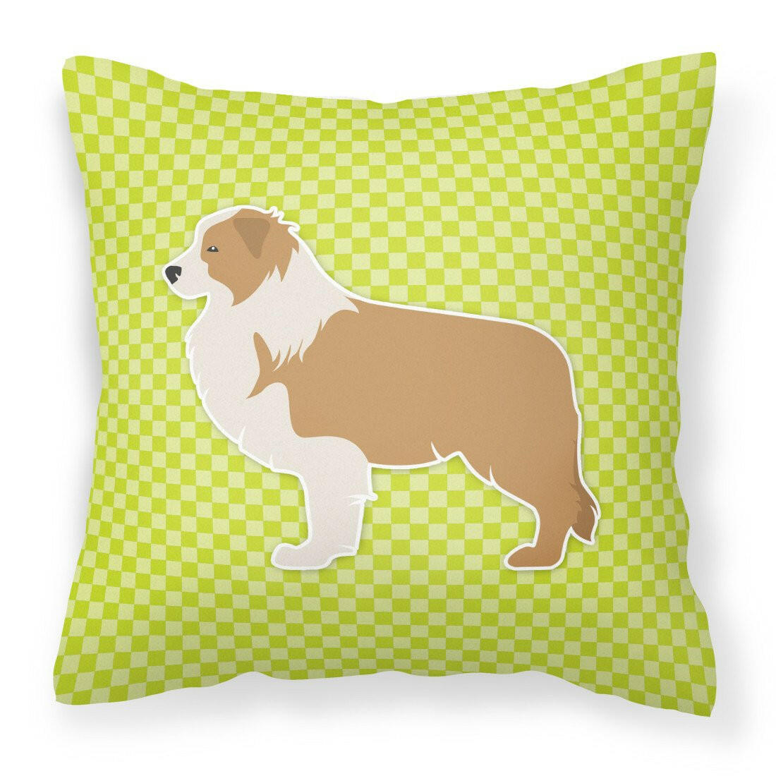 Red Border Collie Checkerboard Green Fabric Decorative Pillow BB3822PW1818 by Caroline&#39;s Treasures