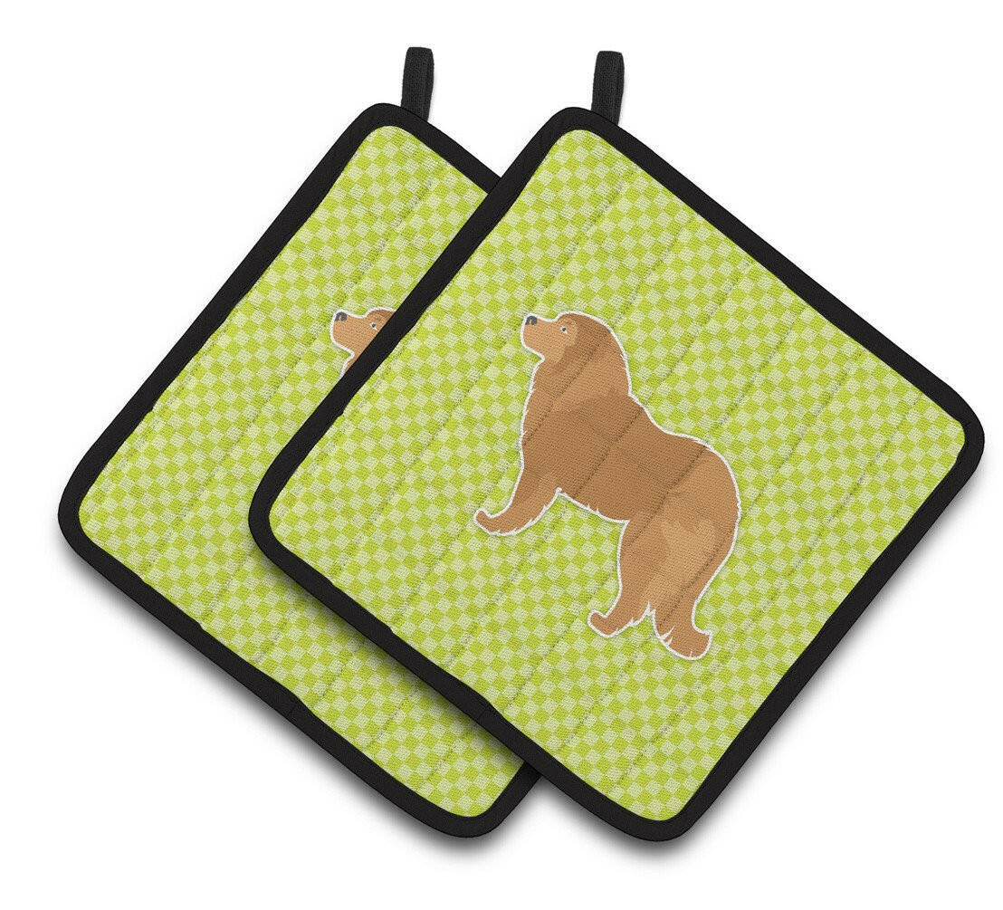 Caucasian Shepherd Dog Checkerboard Green Pair of Pot Holders BB3825PTHD by Caroline's Treasures