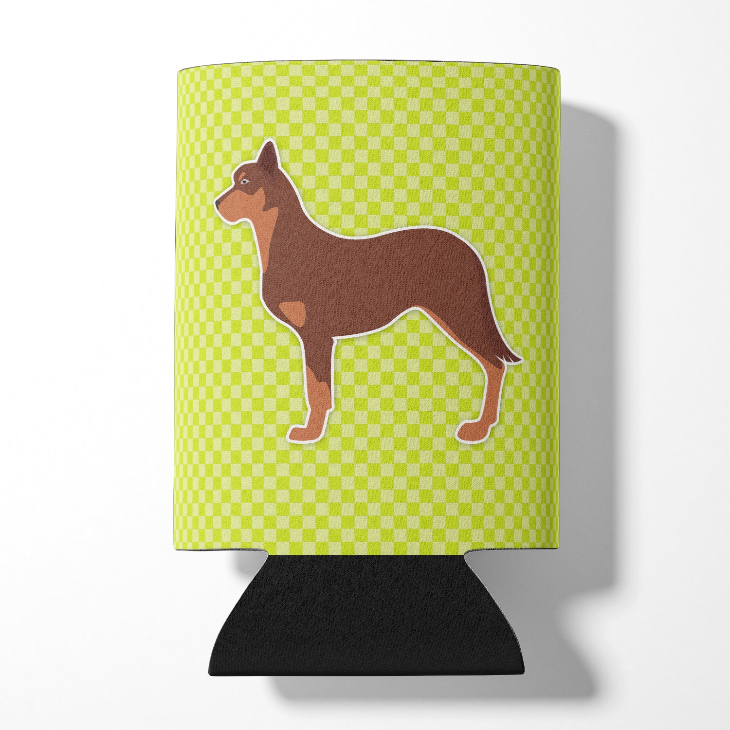 Australian Kelpie Dog Checkerboard Green Can or Bottle Hugger BB3829CC  the-store.com.