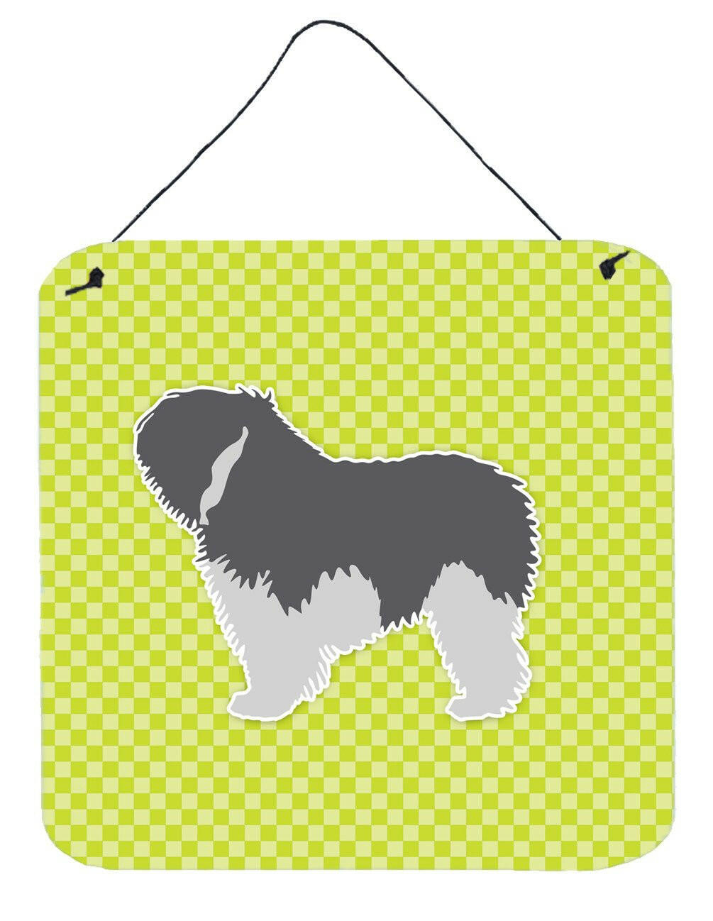 Polish Lowland Sheepdog Dog Checkerboard Green Wall or Door Hanging Prints BB3832DS66 by Caroline&#39;s Treasures