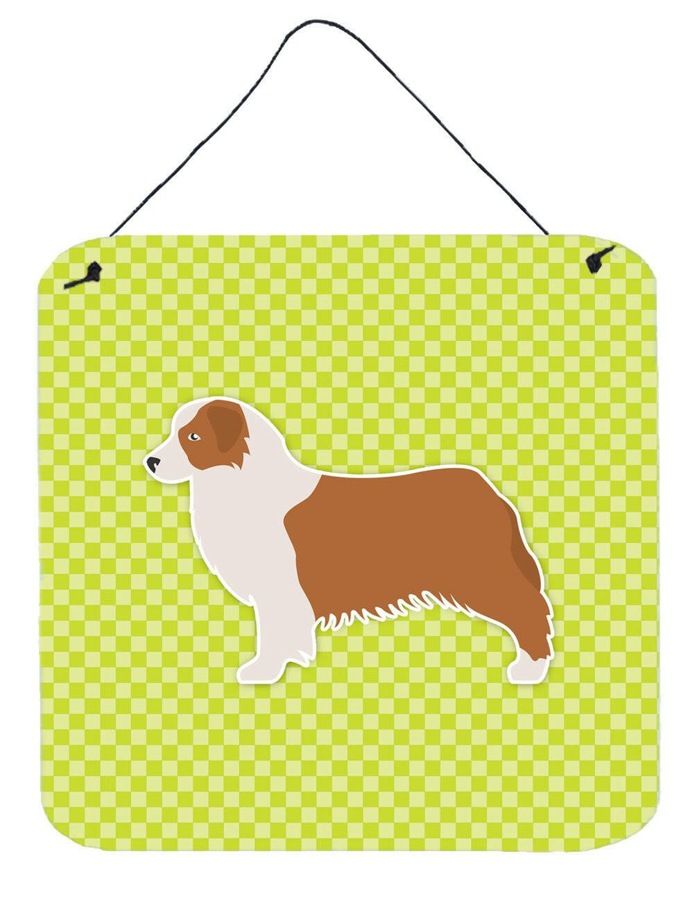 Australian Shepherd Dog Checkerboard Green Wall or Door Hanging Prints BB3833DS66 by Caroline's Treasures