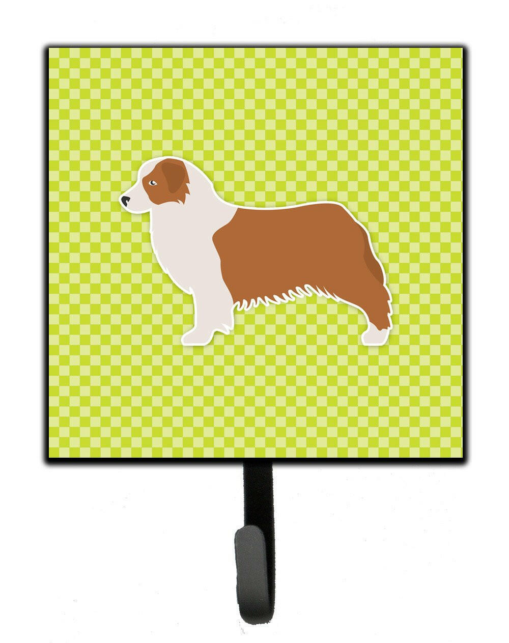 Australian Shepherd Dog Checkerboard Green Leash or Key Holder BB3833SH4 by Caroline&#39;s Treasures