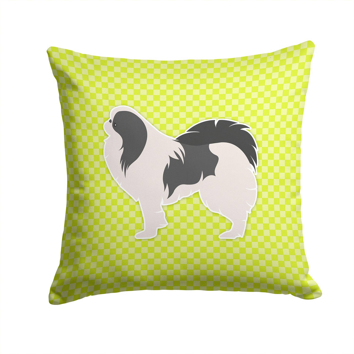 Japanese Chin Checkerboard Green Fabric Decorative Pillow BB3837PW1414 - the-store.com