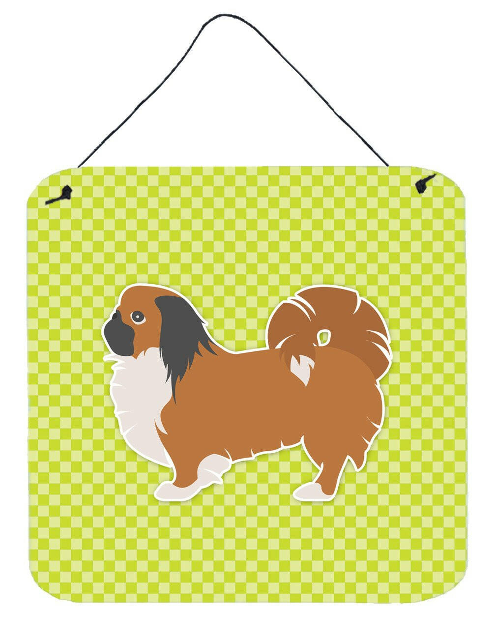 Pekingese Checkerboard Green Wall or Door Hanging Prints BB3838DS66 by Caroline's Treasures