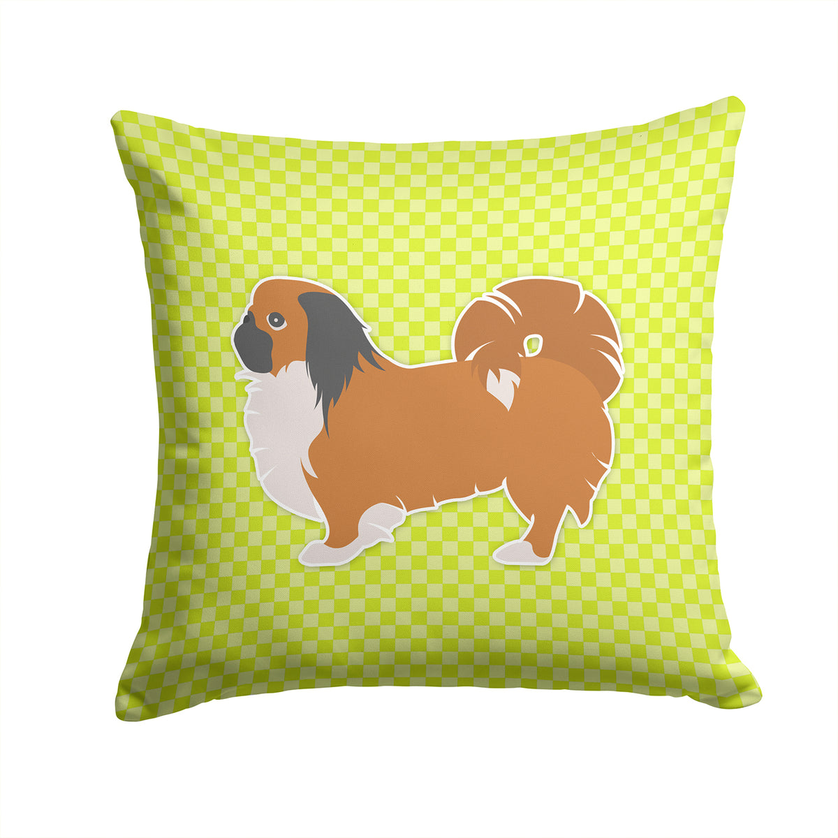 Pekingese Checkerboard Green Fabric Decorative Pillow BB3838PW1414 - the-store.com