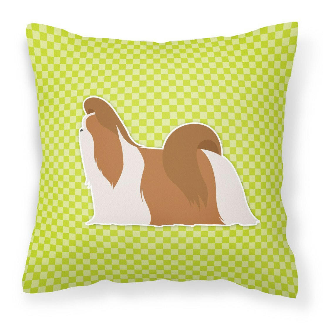 Shih Tzu Checkerboard Green Fabric Decorative Pillow BB3846PW1818 by Caroline's Treasures