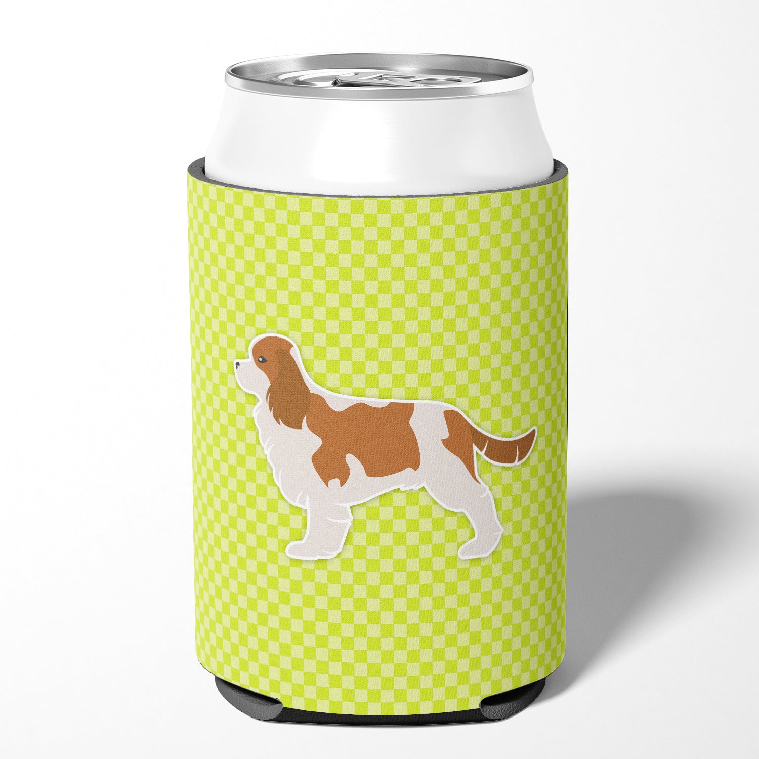 Cavalier King Charles Spaniel Checkerboard Green Can or Bottle Hugger BB3849CC  the-store.com.