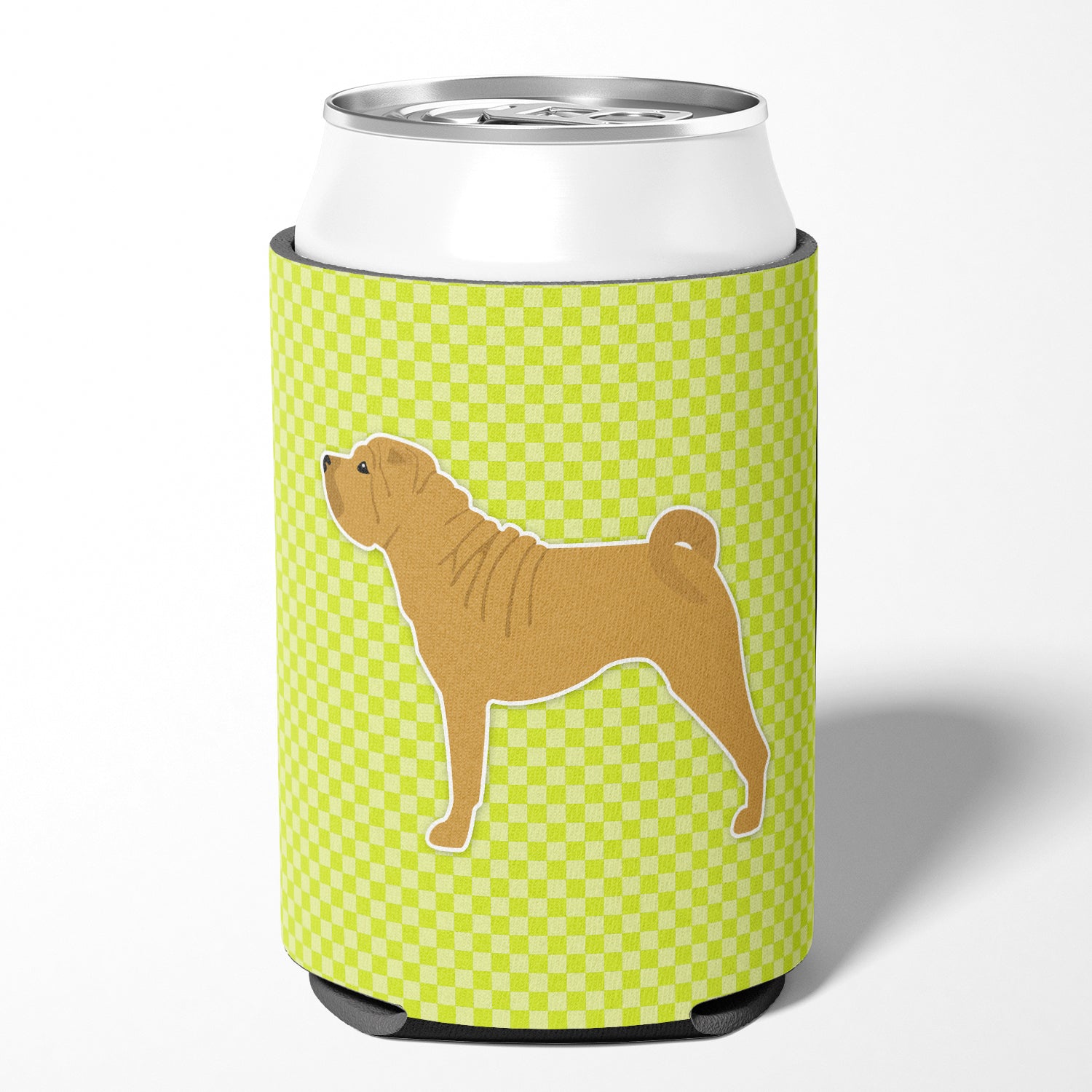 Shar Pei Checkerboard Green Can or Bottle Hugger BB3852CC  the-store.com.