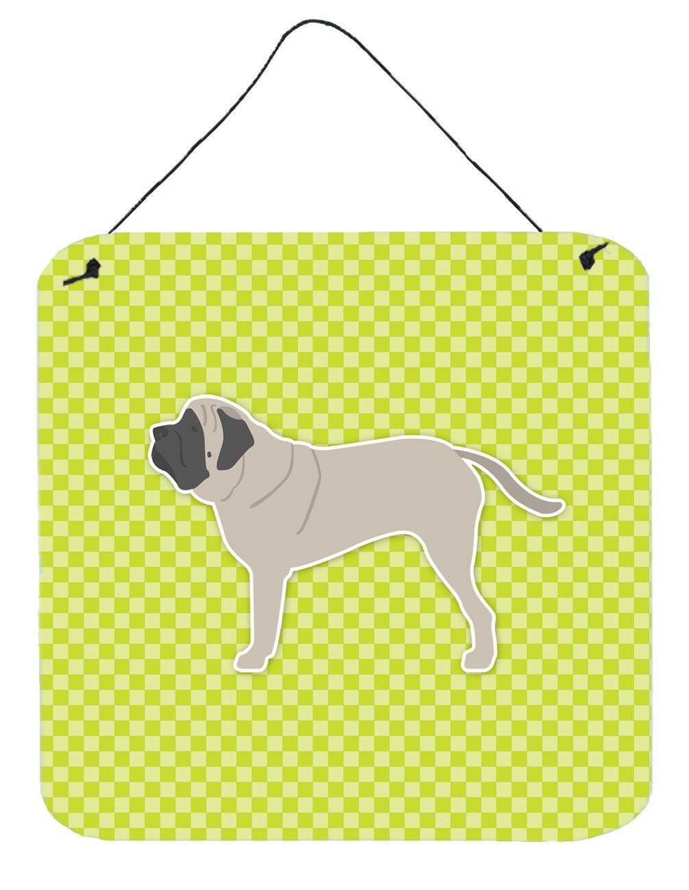 English Mastiff Checkerboard Green Wall or Door Hanging Prints BB3856DS66 by Caroline&#39;s Treasures