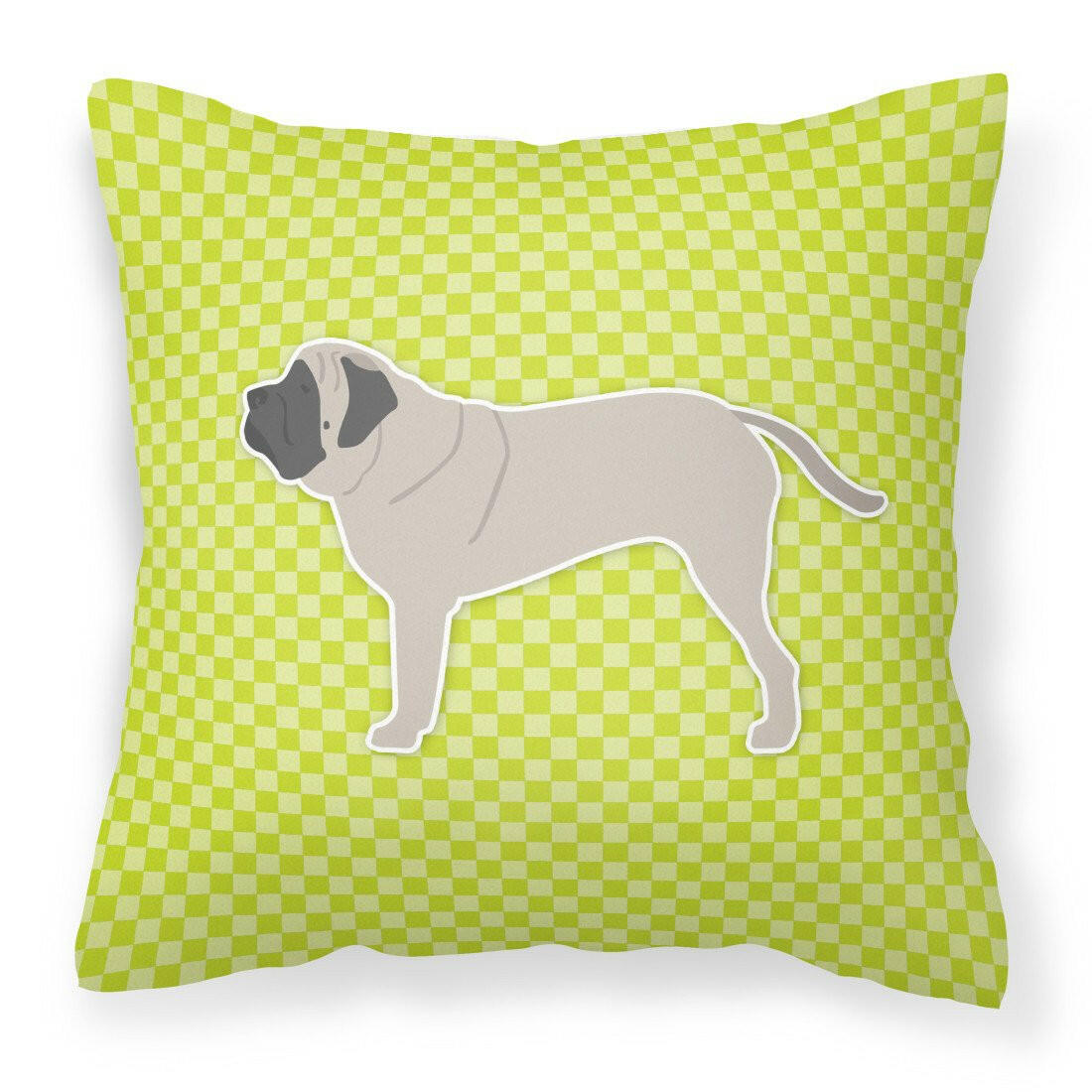 English Mastiff Checkerboard Green Fabric Decorative Pillow BB3856PW1818 by Caroline's Treasures