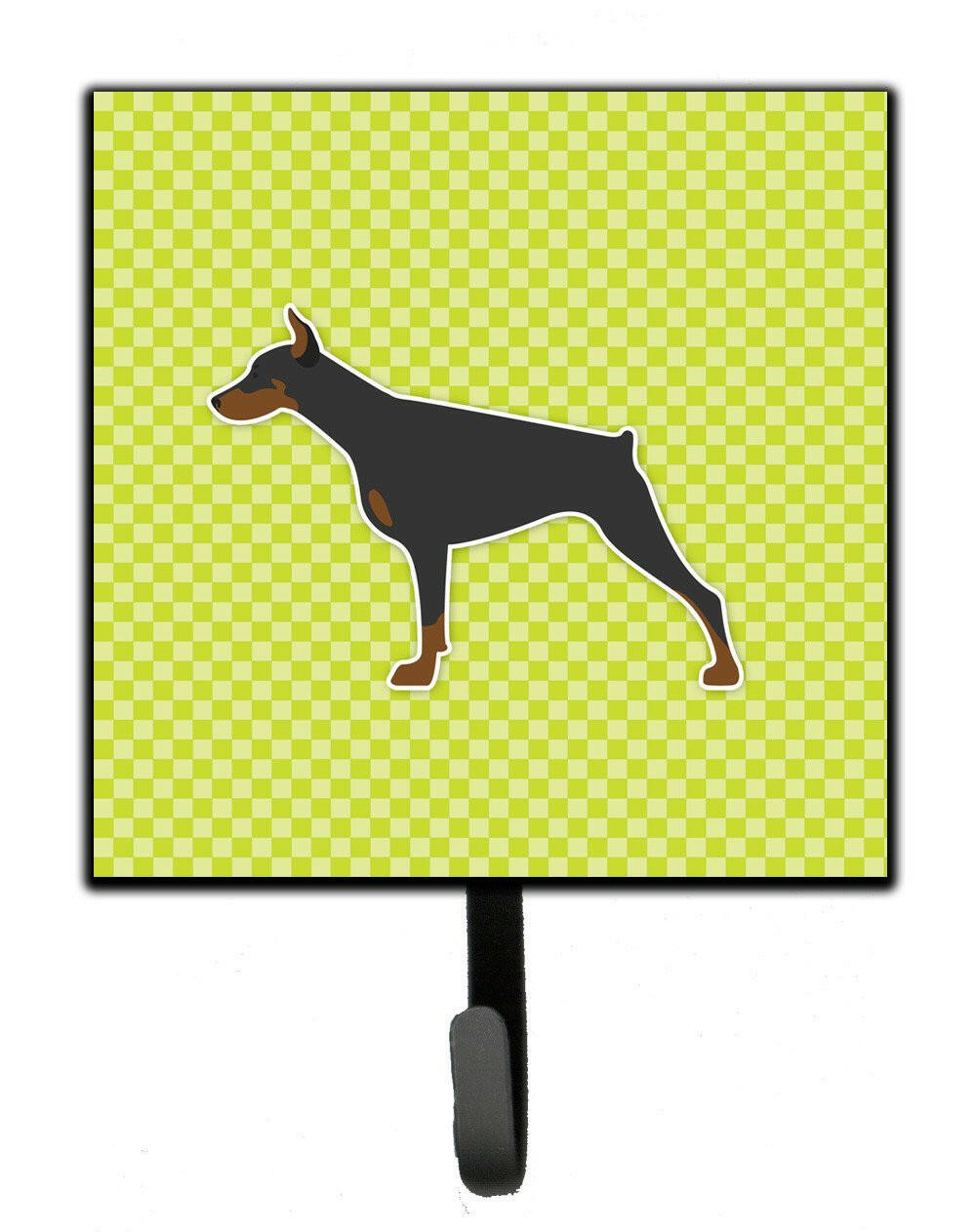 Doberman Pinscher Checkerboard Green Leash or Key Holder BB3860SH4 by Caroline&#39;s Treasures