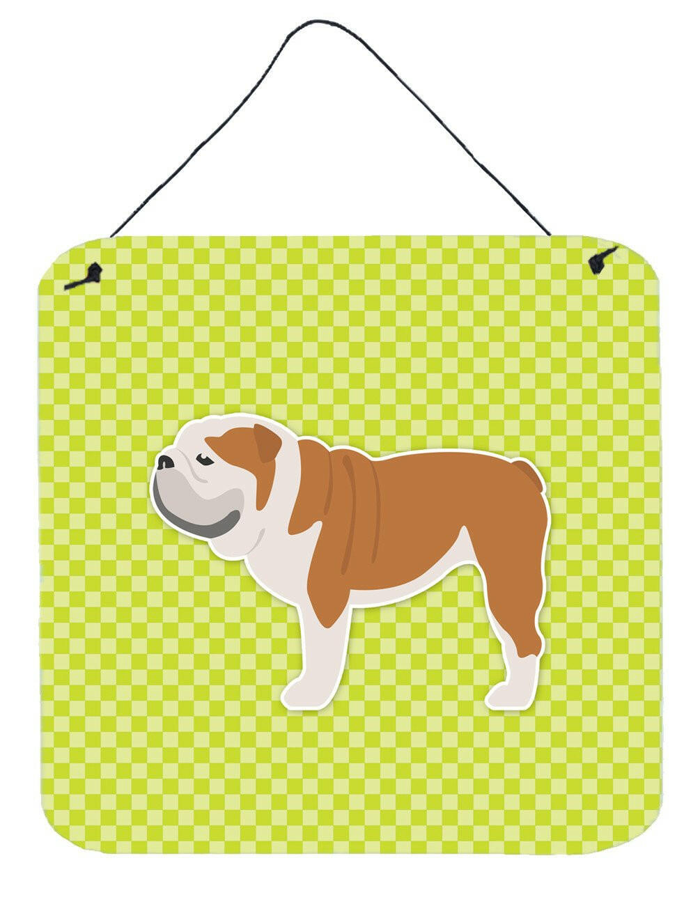 English Bulldog Checkerboard Green Wall or Door Hanging Prints BB3862DS66 by Caroline's Treasures