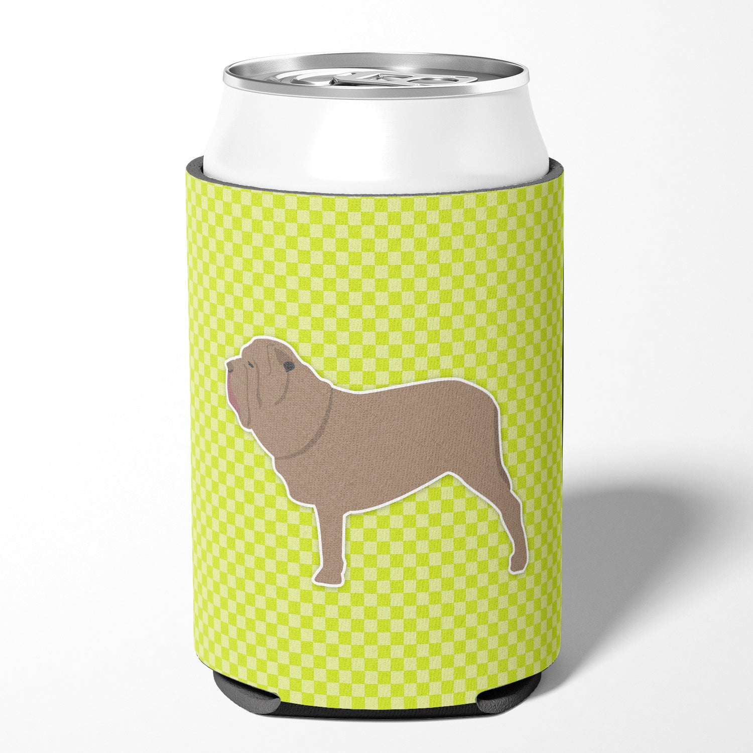 Neapolitan Mastiff Checkerboard Green Can or Bottle Hugger BB3865CC  the-store.com.