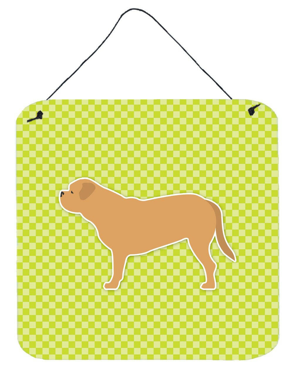 Dogue de Bordeaux Checkerboard Green Wall or Door Hanging Prints BB3870DS66 by Caroline&#39;s Treasures