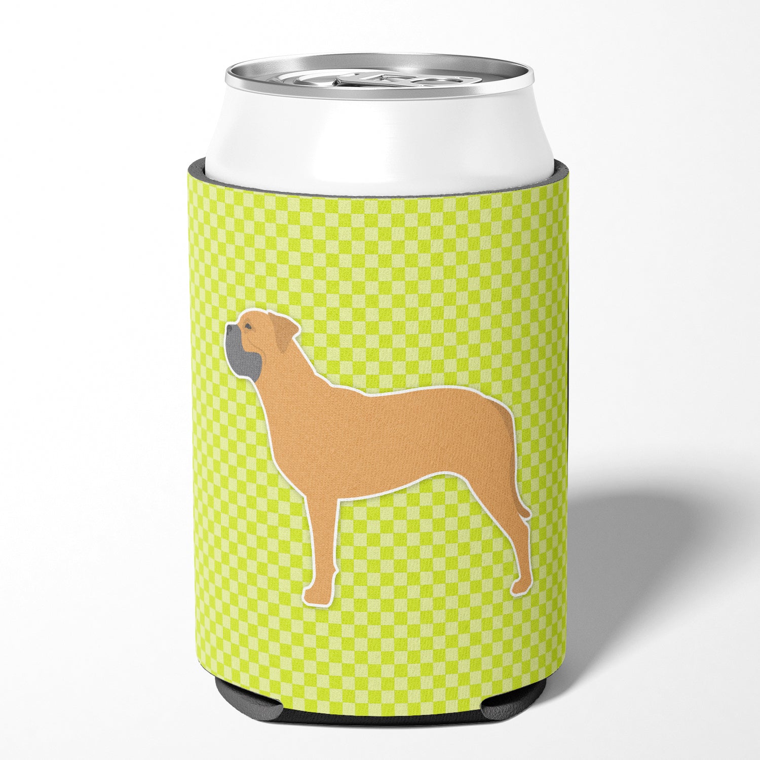 Bullmastiff Checkerboard Green Can or Bottle Hugger BB3871CC  the-store.com.