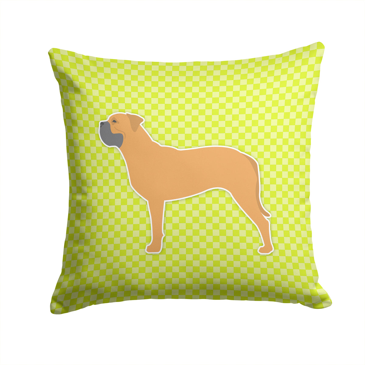 Bullmastiff Checkerboard Green Fabric Decorative Pillow BB3871PW1414 - the-store.com